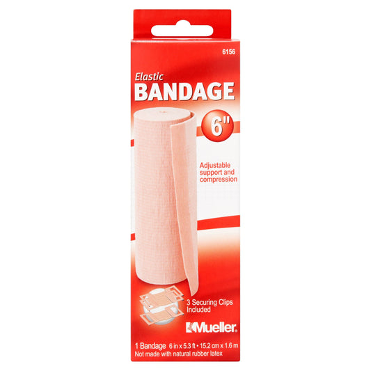 Elastic Bandage Mueller 6 Inch X 5.3 Foot Clip Detached Closure Beige NonSterile Standard Compression