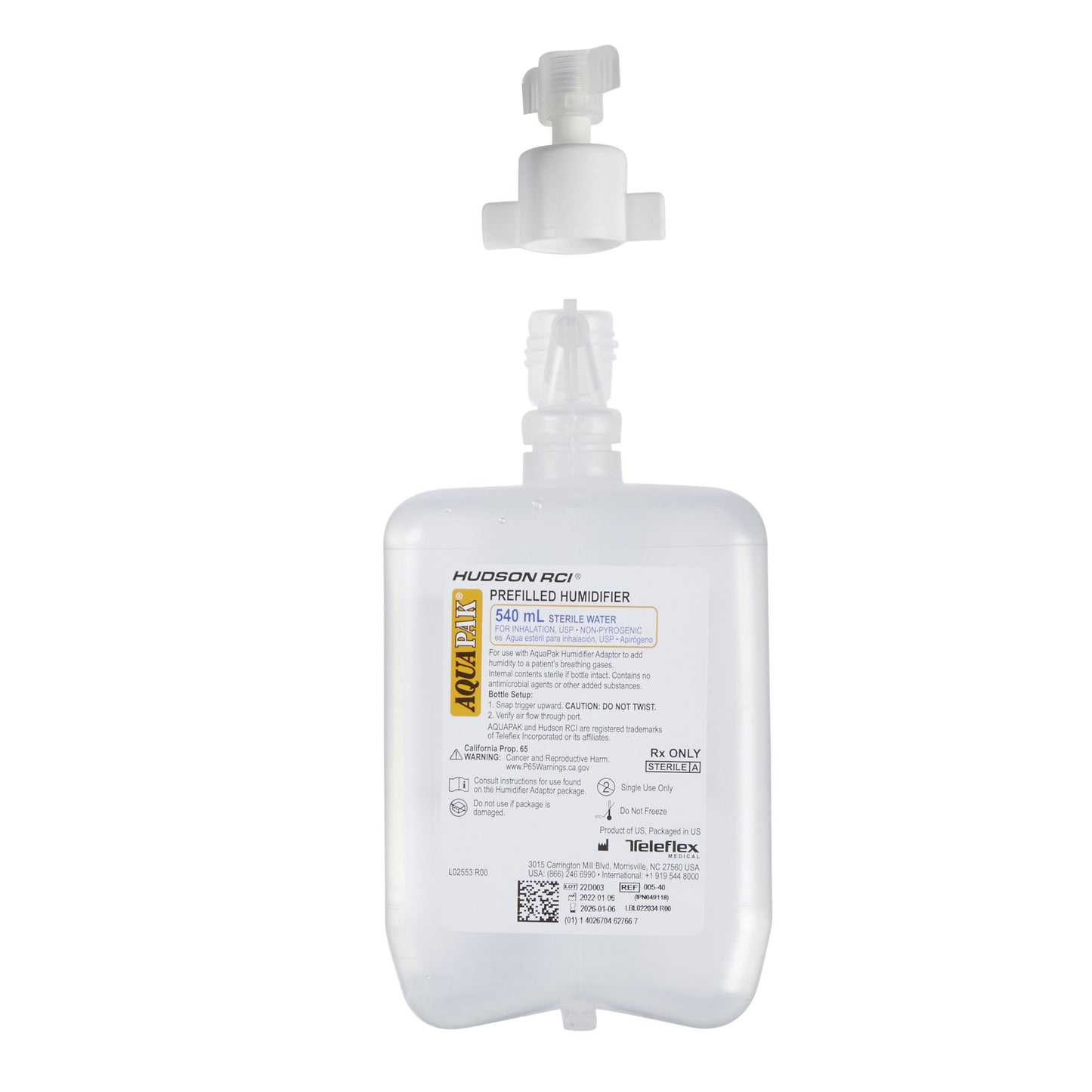Aquapak Prefilled Bubble Humidifier Kit, 540 mL