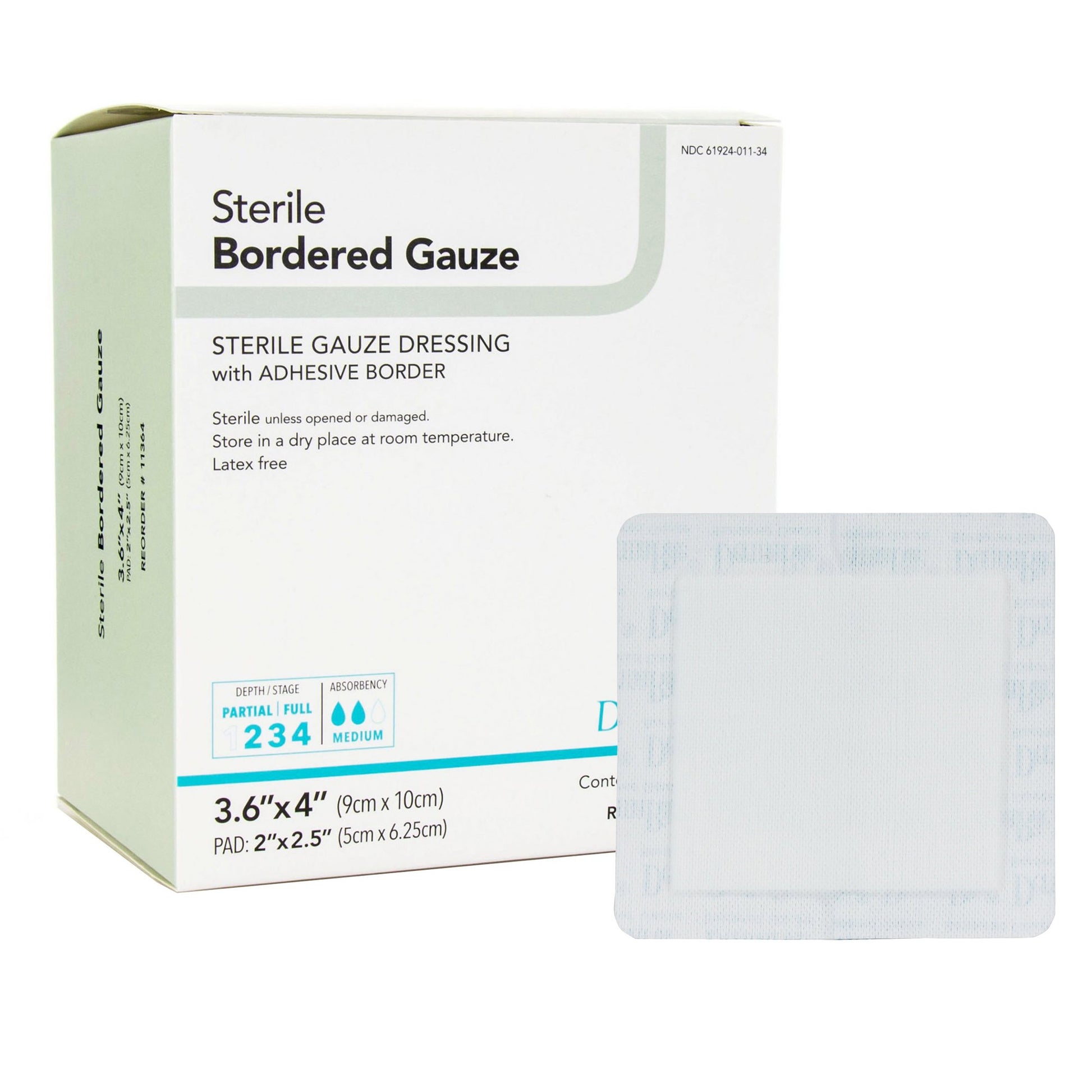 DermaRite Gauze Adhesive Dressing, White, Sterile, 3-3/5 x 4 inch