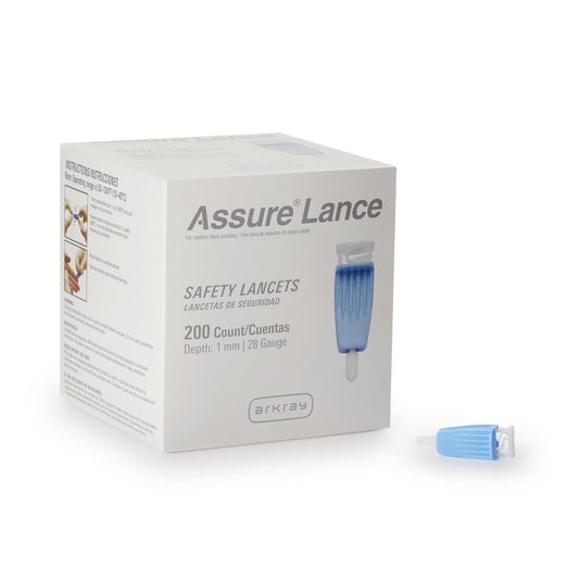 Assure Lance Safety Lancet, 28 gauge, 1 mm Depth, Light Blue