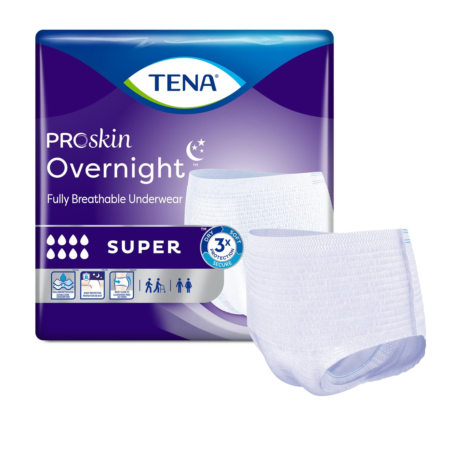 Tena ProSkin Overnight™ Super Fully Breathable Underwear, Large
