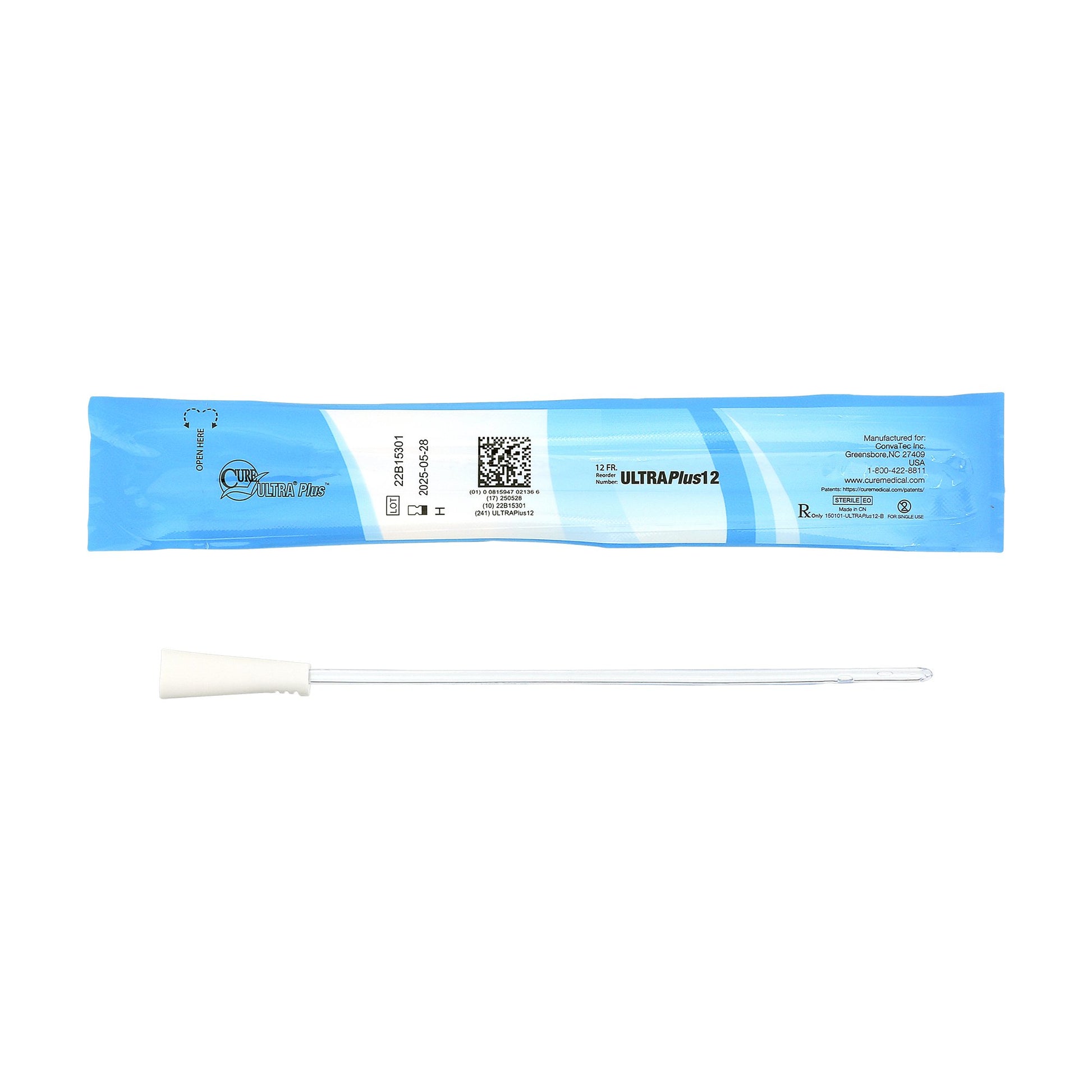 Urethral Catheter Cure Ultra Plus™ Straight Tip Lubricated PVC 12 Fr. 8 Inch Length