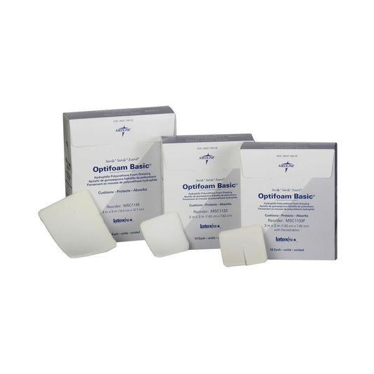 Optifoam Basic Nonadhesive without Border Foam Dressing, 4 x 5 Inch