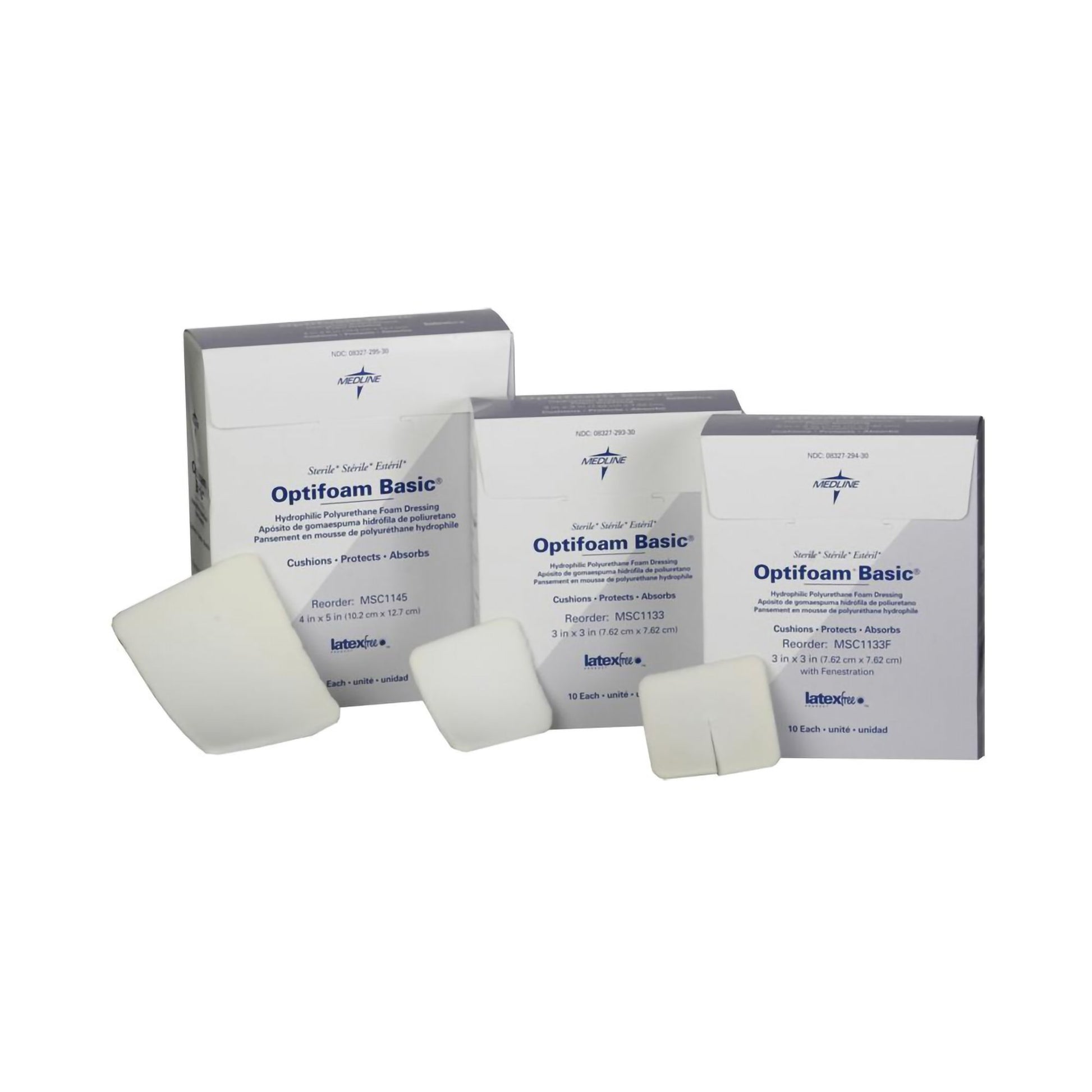 Optifoam Basic Nonadhesive without Border Foam Dressing, 4 x 5 Inch