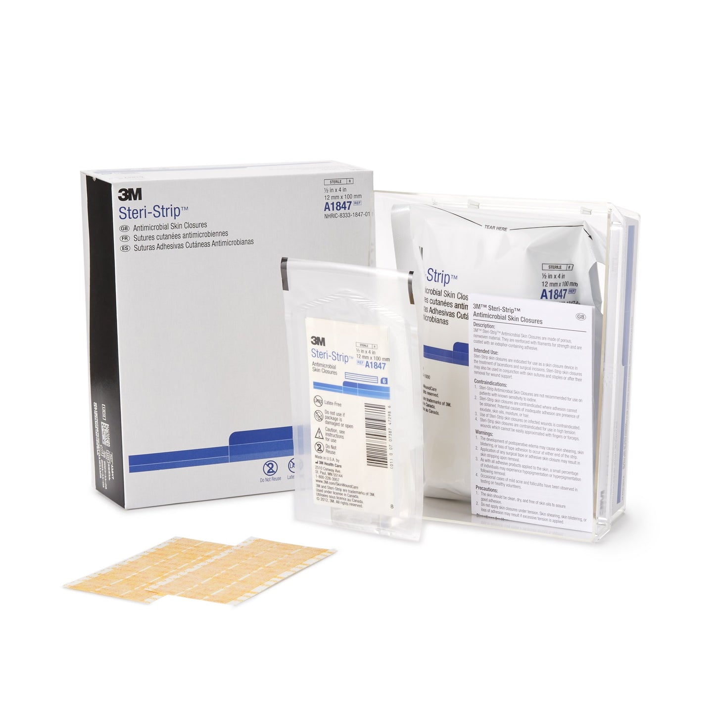 3M™ Steri-Strip™ Antimicrobial Skin Closure Strip, 1/2 x 4 Inch