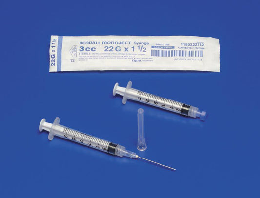 Monoject™ 3 mL Syringe with Hypodermic Needle, 25 Gauge, 5/8 Inch Needle Length