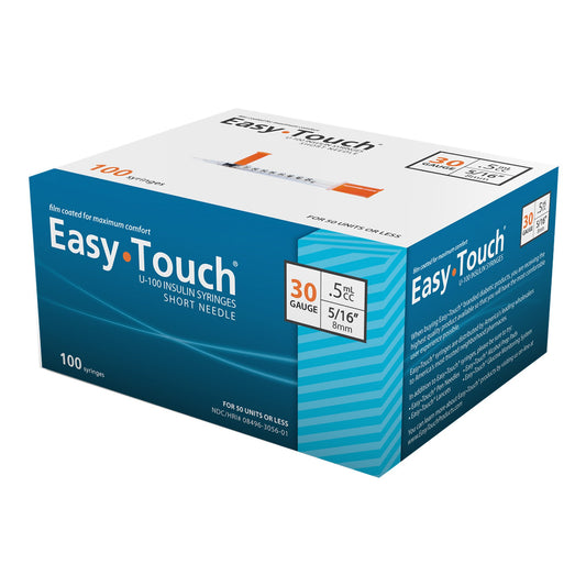 Standard Insulin Syringe with Needle EasyTouch™ 0.5 mL 5/16 Inch 30 Gauge NonSafety Thin Wall