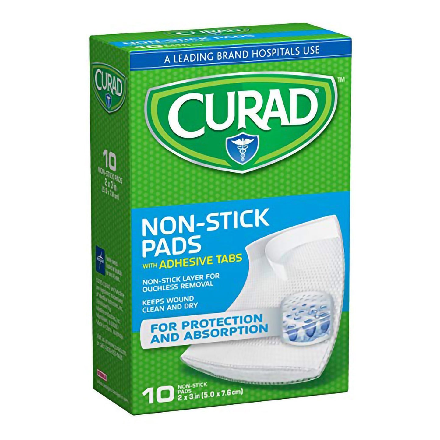 Curad nonstick Pads with Adhesive Tabs, 2 x 3 Inch