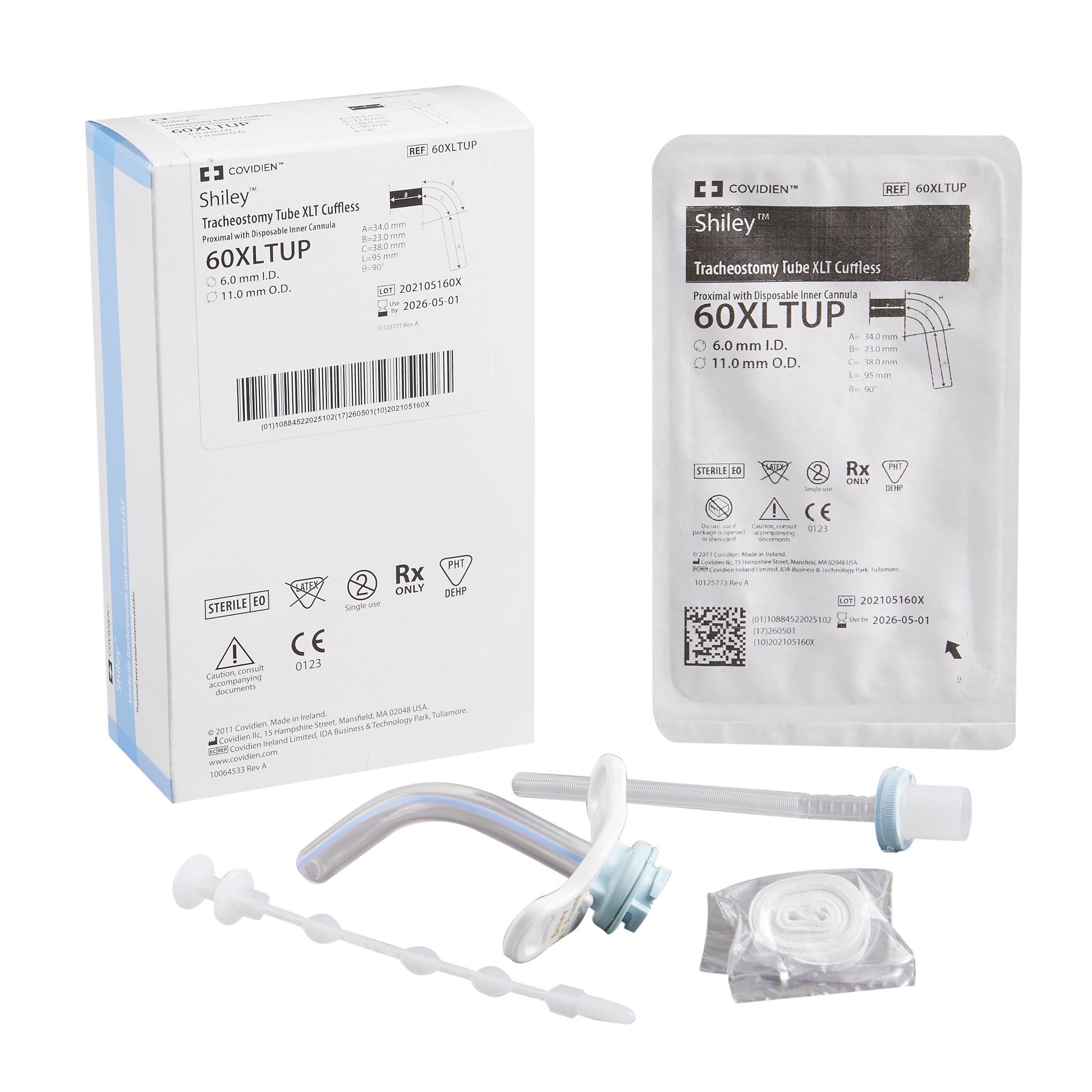 Shiley™ XLT Cuffless Extended Length Tracheostomy Tube, Size 6