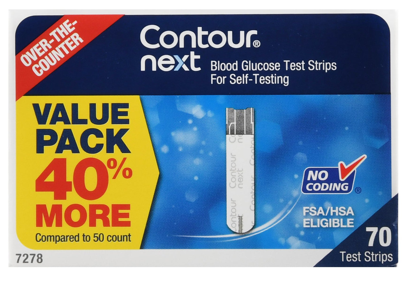 Contour Next Blood Glucose Test Strips, 70 Strips in a Box