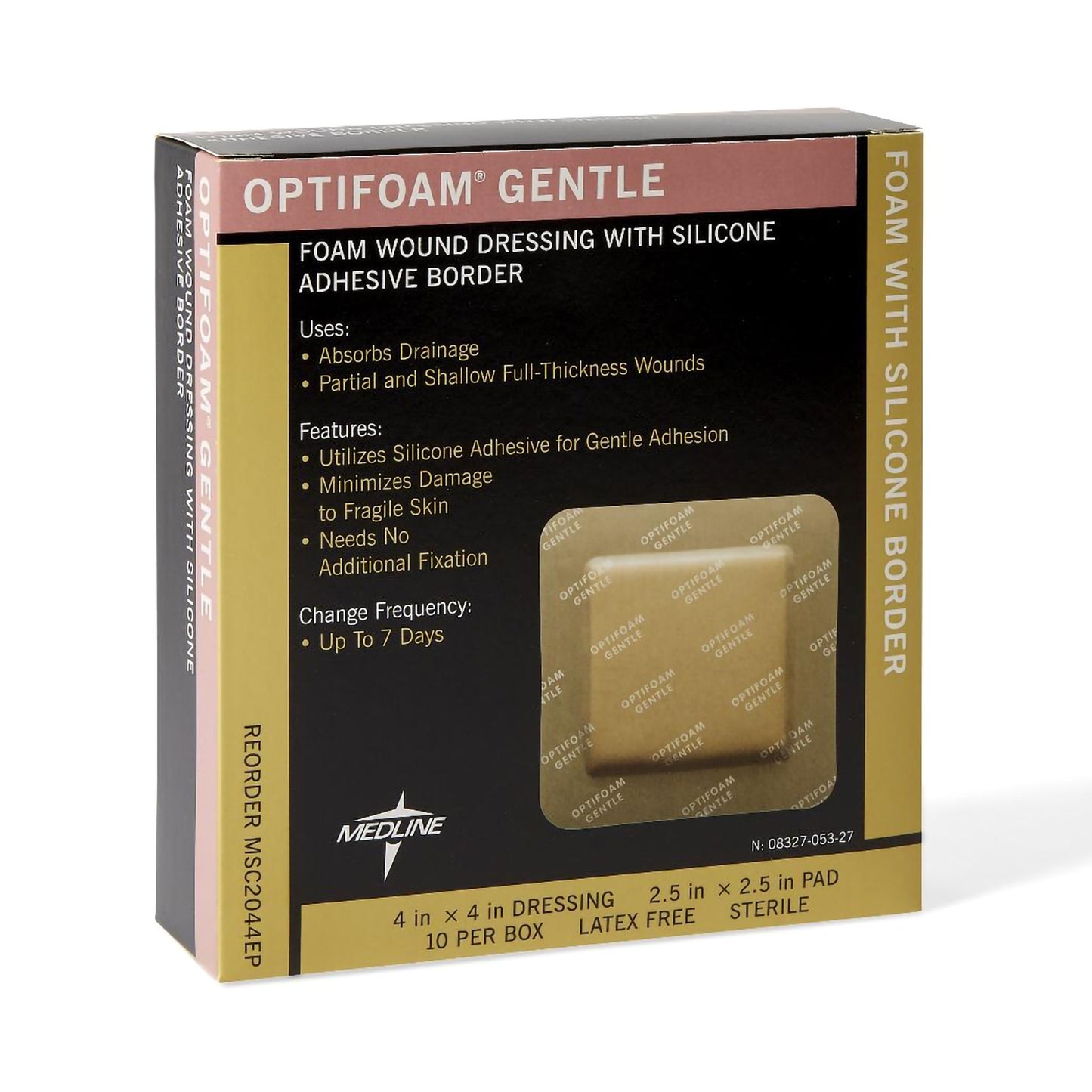 Optifoam Gentle Adhesive with Border Silicone Foam Dressing, 4 x 4 Inch