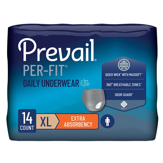 Prevail Per-Fit Men Adult Moderate Absorbent Underwear, X-Large, White