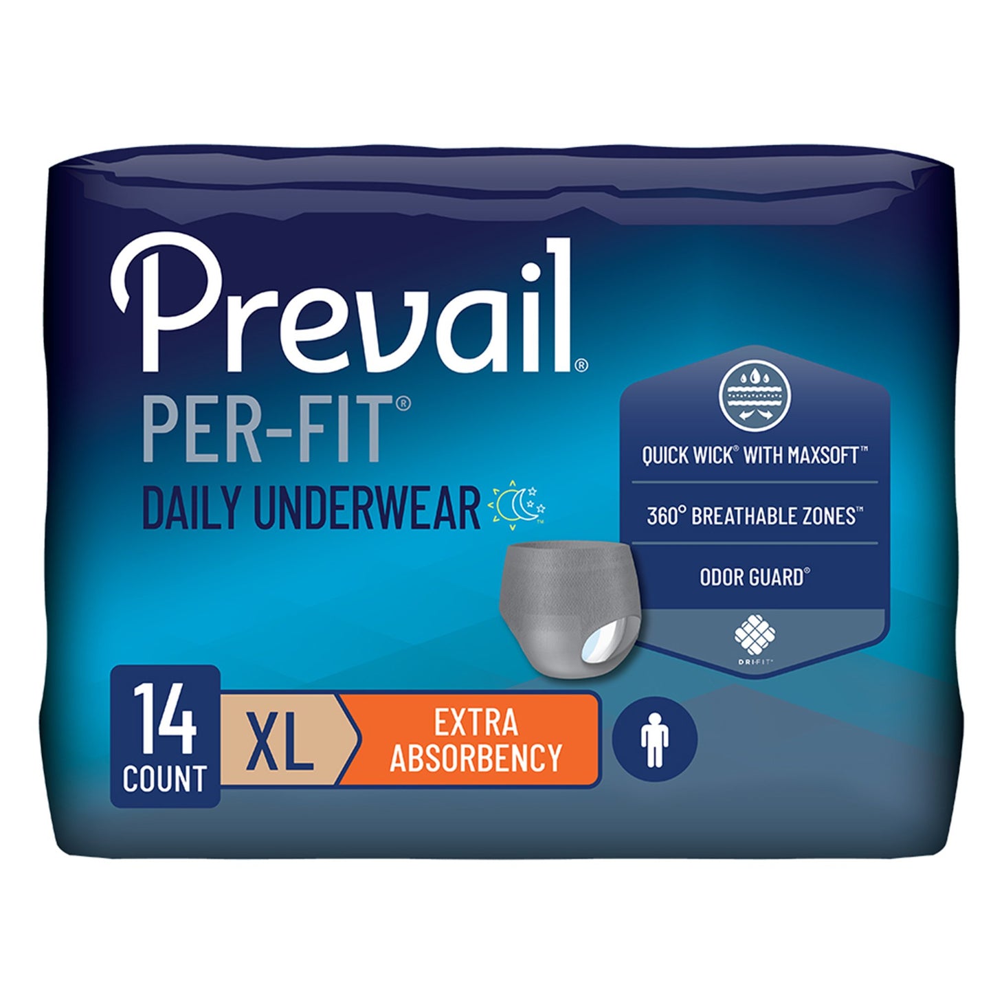 Prevail Per-Fit Men Adult Moderate Absorbent Underwear, X-Large, White