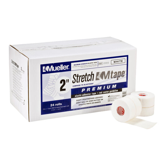 Athletic Tape Mueller Stretch MTape Premium White 2 Inch X 5 Yard Elastic Adhesive NonSterile