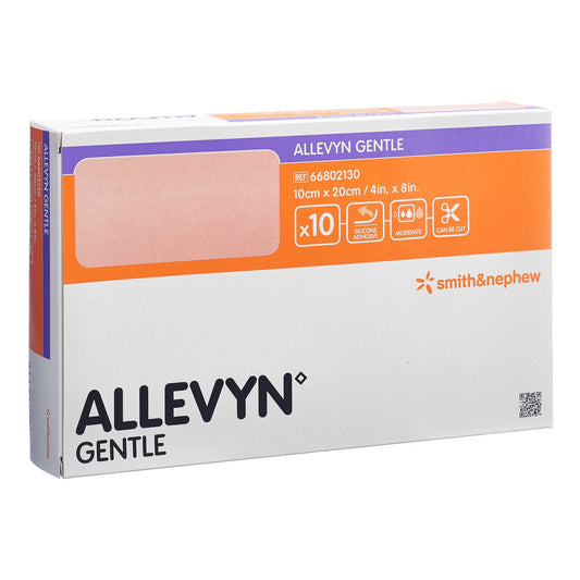 Foam Dressing Allevyn Gentle 4 X 8 Inch Without Border Film Backing Silicone Adhesive Rectangle Sterile