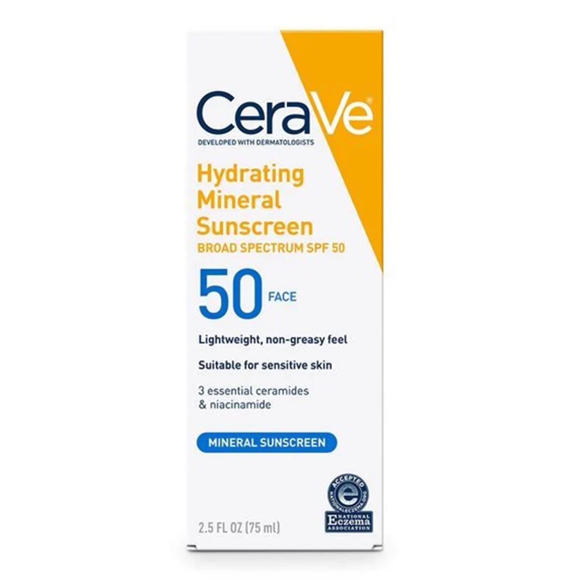 CeraVe Hydrating Mineral Sunscreen Body SPF 50, 2.5-ounce Tube