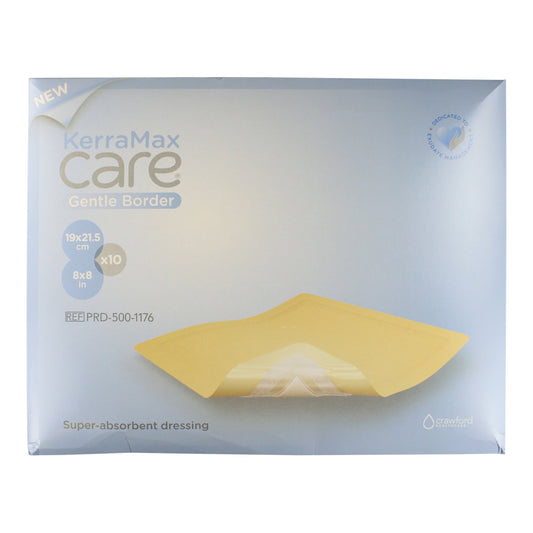 KerraMax Care Gentle Border Super Absorbent Dressing, 8 x 8 Inch