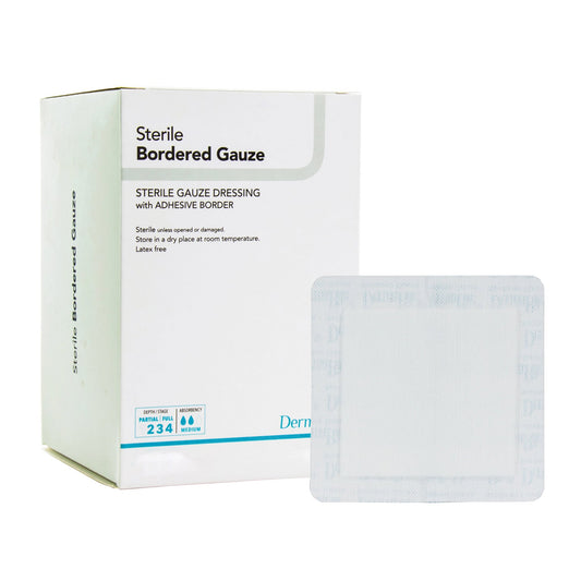 DermaRite Sterile Gauze Adhesive Dressing, 4 x 10 Inch