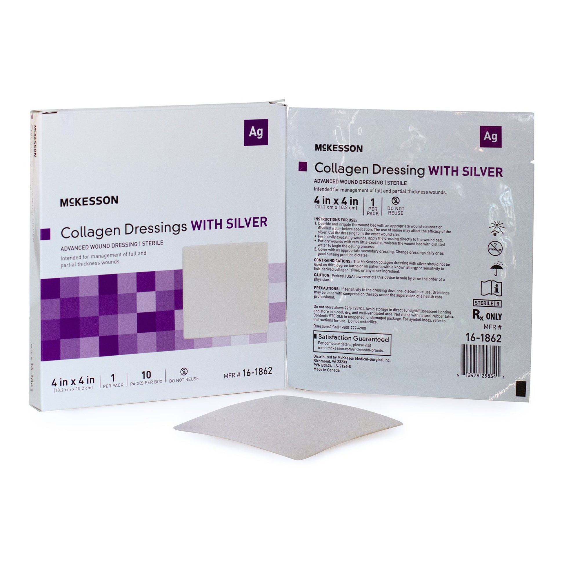 McKesson Silver Collagen Dressing, 4 x 4 Inch