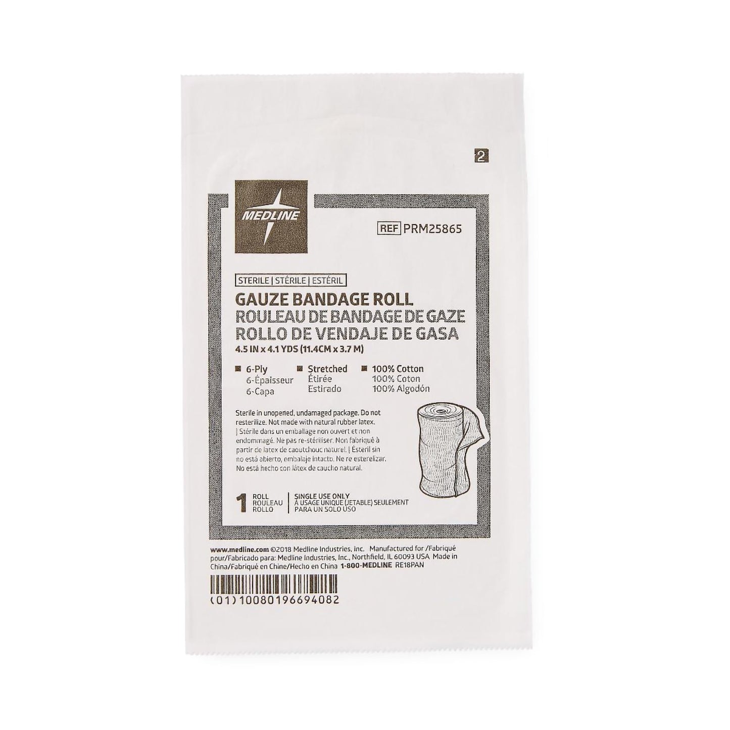 Caring Sterile Fluff Bandage Roll, 4-1/2 Inch x 4-1/10 Yard, 6-Ply