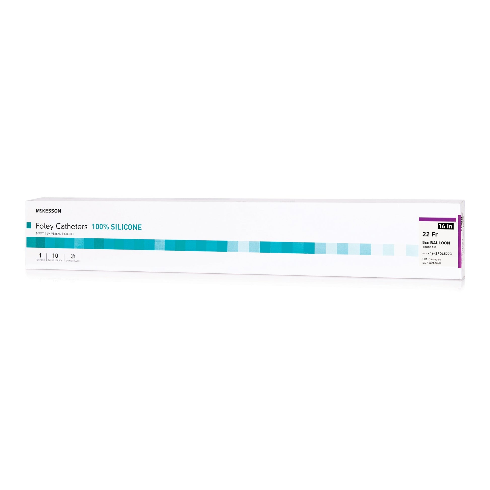 Foley Catheter McKesson 2-Way Coude Tip 5 cc Balloon 22 Fr. Silicone
