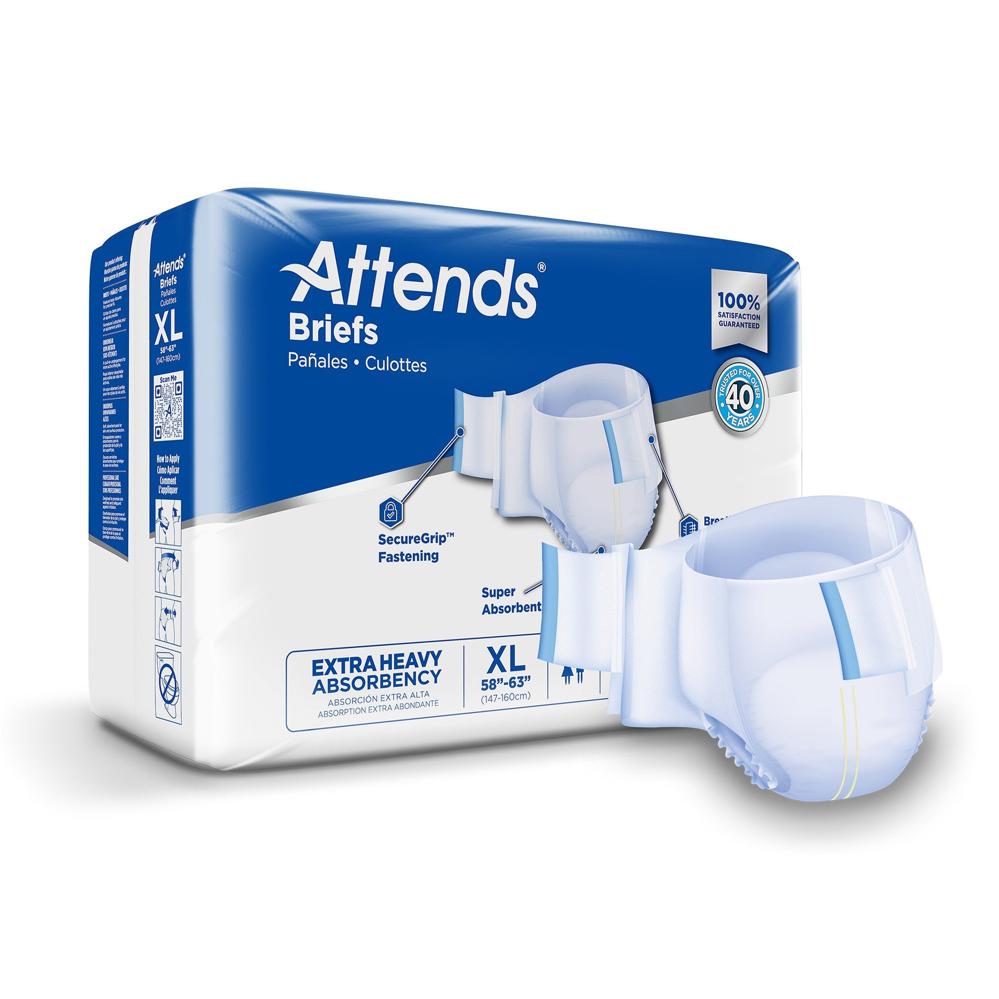 Attends Extra Heavy Absorbency Briefs, Extra Large
