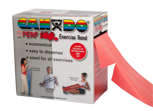 CanDo Perf 100™ Exercise Resistance Band, Red, 5" x 100 Yard, Light Resistance