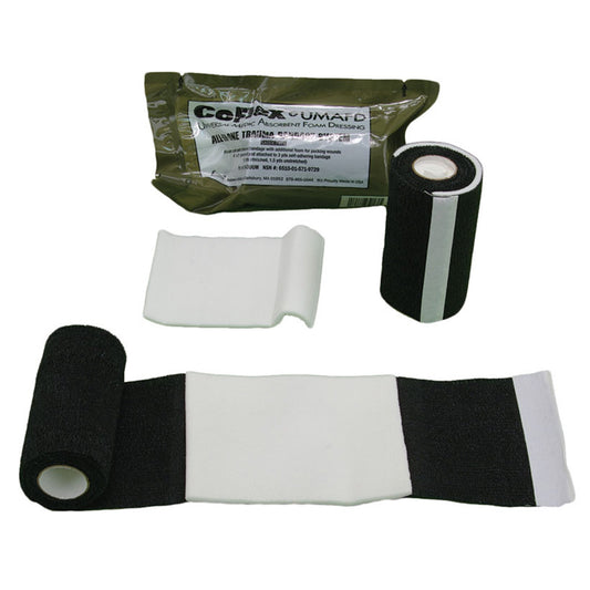 Trauma Pressure Dressing with Wrap CoFlex UMAFD 4 Inch X 3 Yard Self-Adherent Closure Black NonSterile Standard Compression