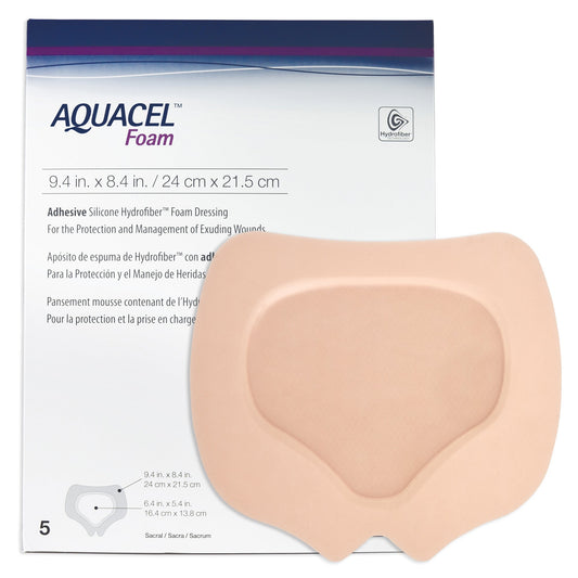 Aquacel Silicone Adhesive with Border Silicone Foam Dressing, 8 x 9 Inch
