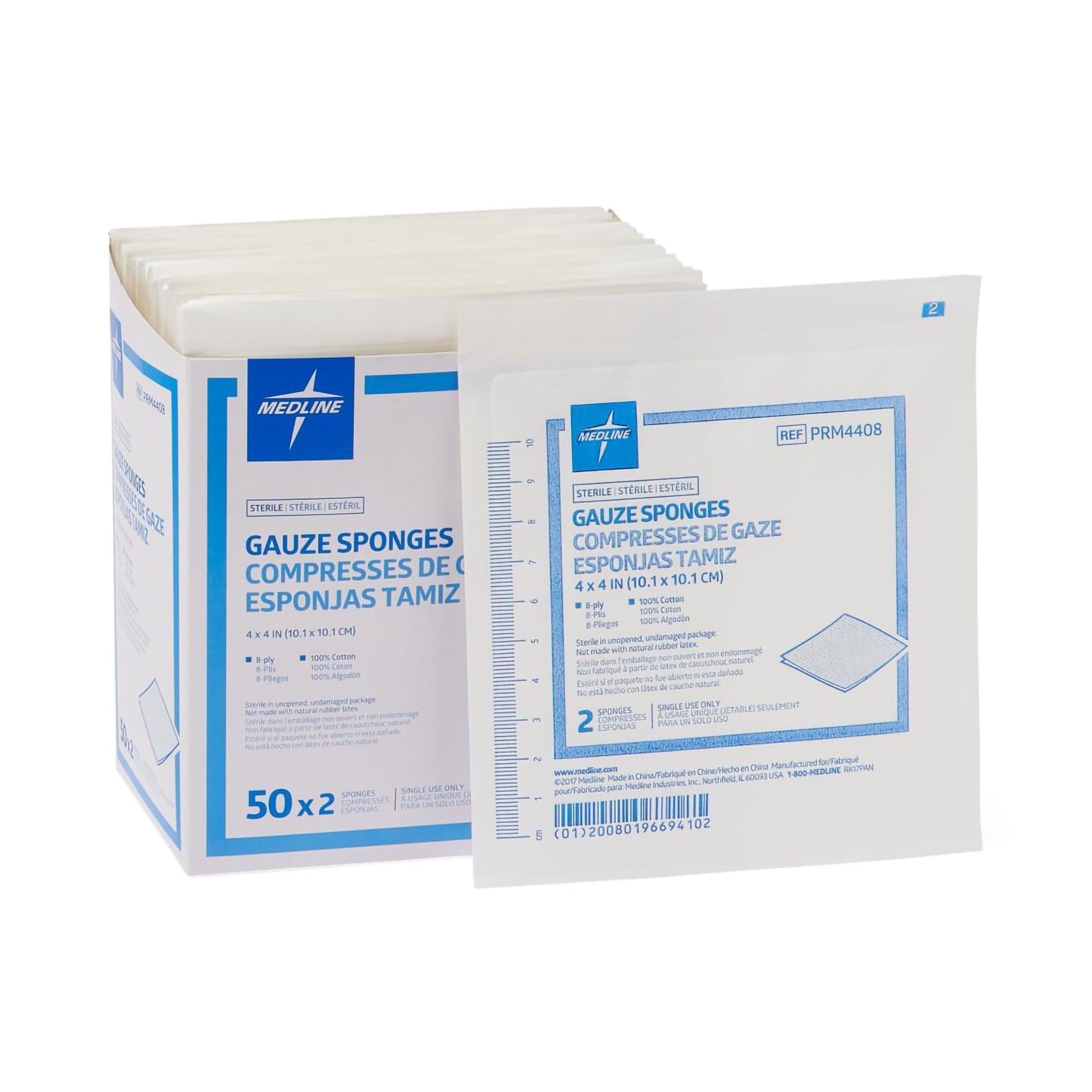 Caring Sterile Gauze Sponge, 4 x 4 Inch, 8-Ply