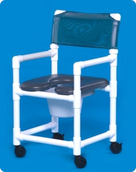 Commode / Shower Chair ipu Fixed Arms PVC Frame Mesh Backrest 21 Inch Seat Width 300 lbs. Weight Capacity