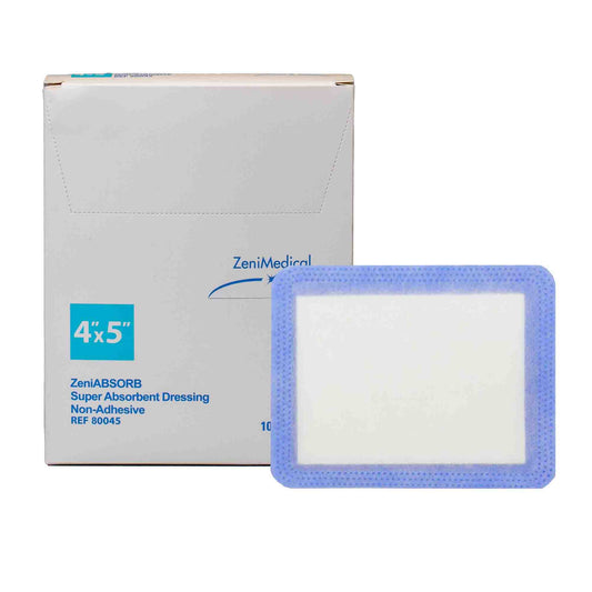 Super Absorbent Dressing ZeniABSORB 4 X 5 Inch Rectangle