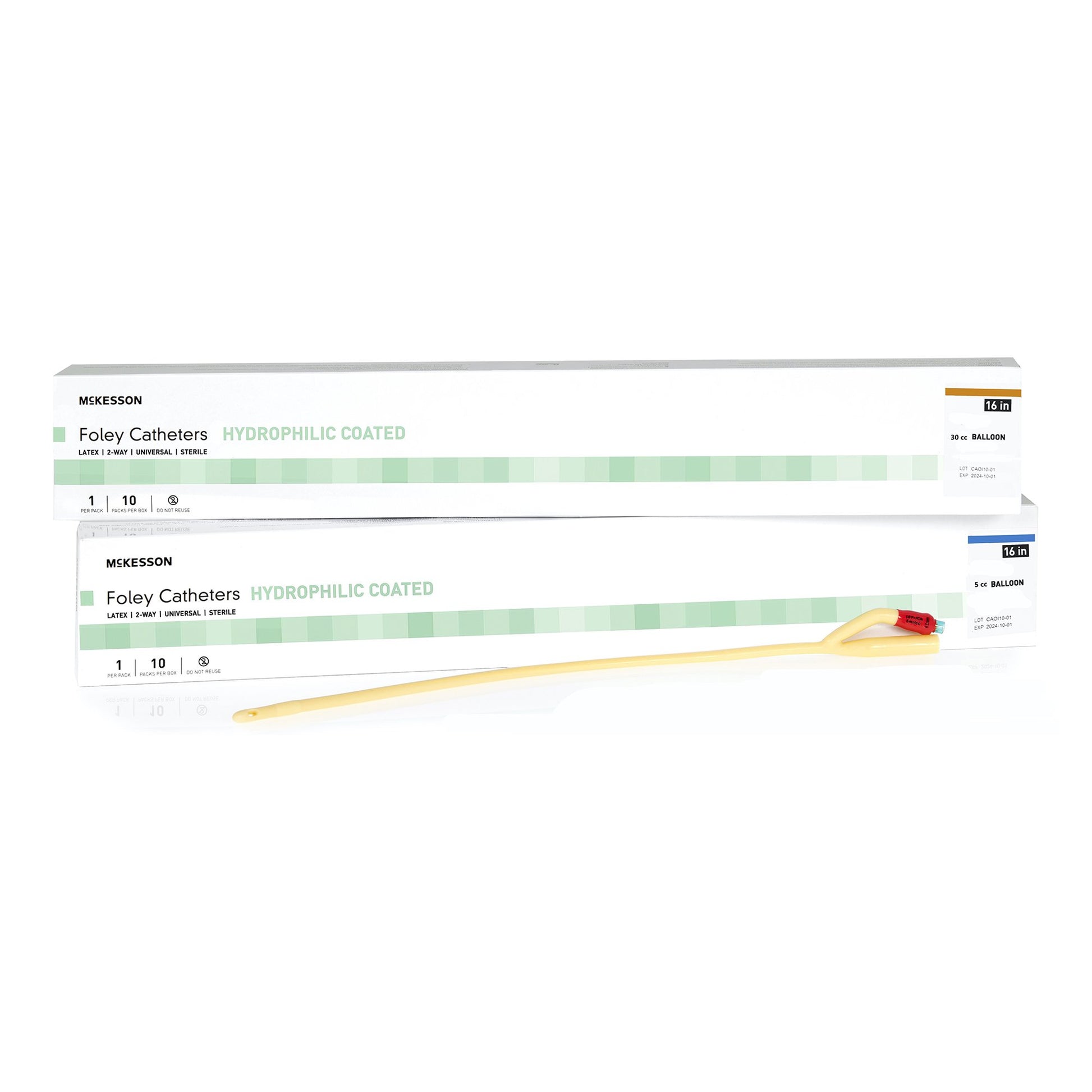 McKesson Hydrophilic-Coated Latex Foley Catheter, Coud Tip, 18 Fr.
