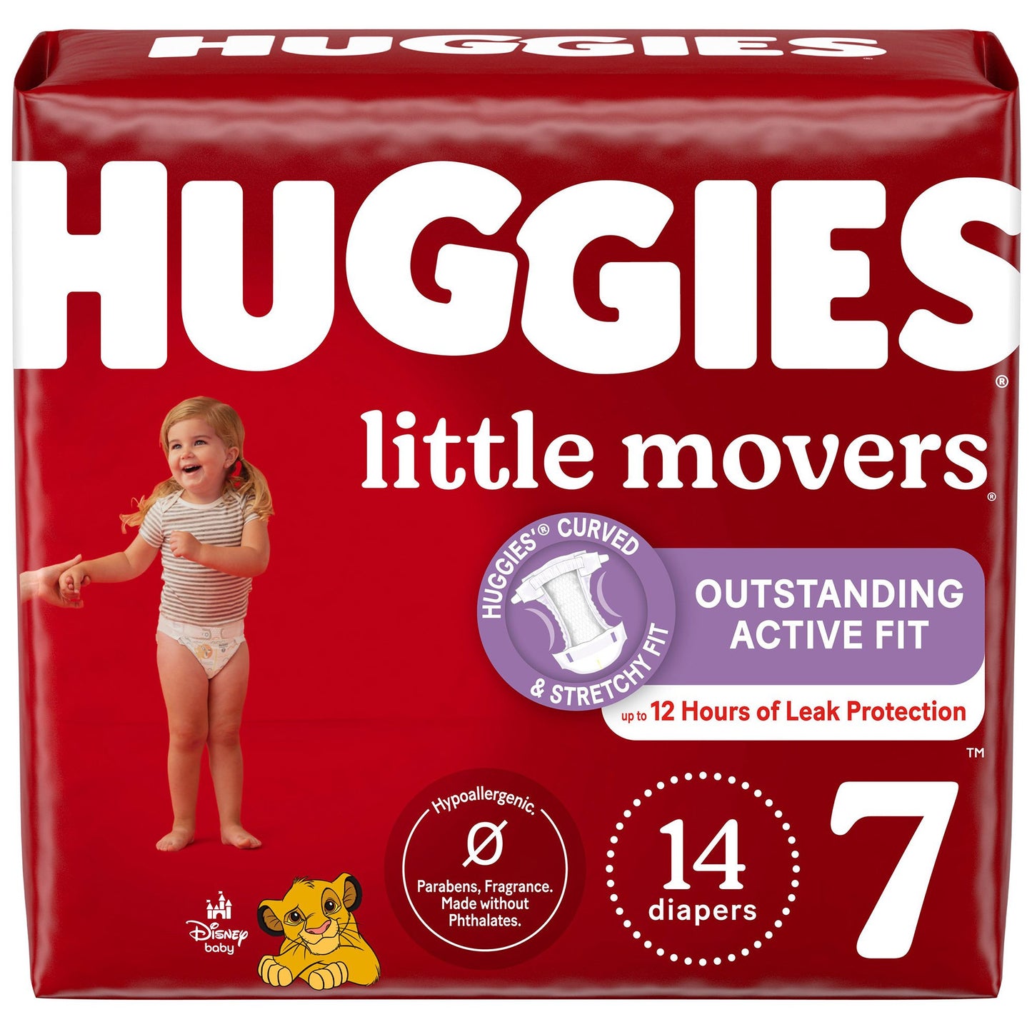 Unisex Baby Diaper Huggies Little Movers Size 7 Disposable Moderate Absorbency