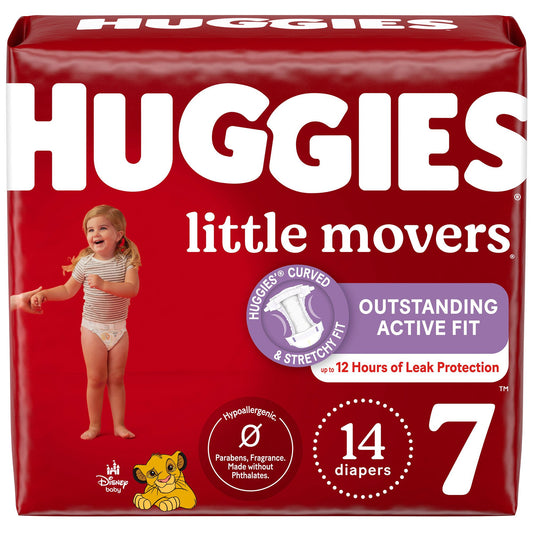Unisex Baby Diaper Huggies Little Movers Size 7 Disposable Moderate Absorbency