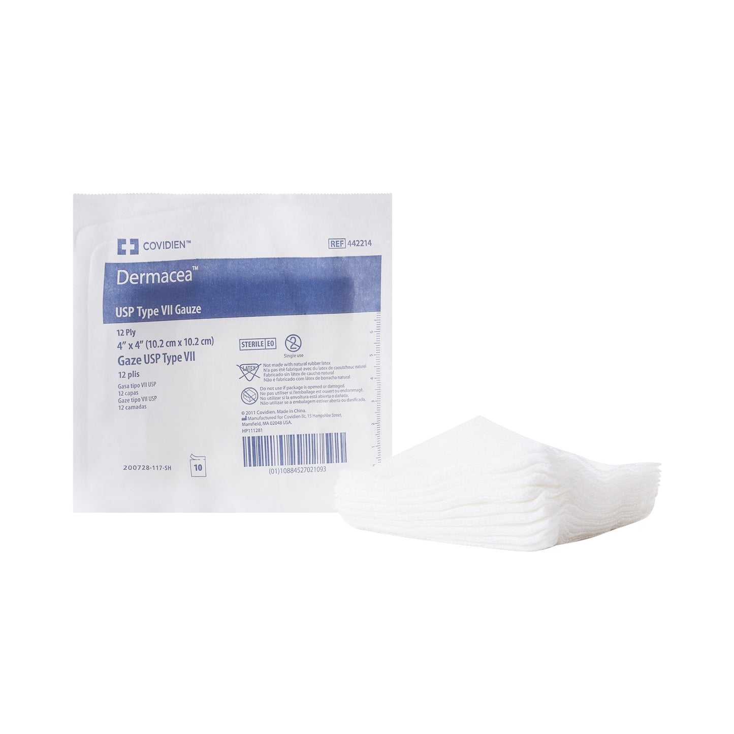 Dermacea™ Sterile USP Type VII Gauze Sponge, 4 x 4 Inch, 12-Ply
