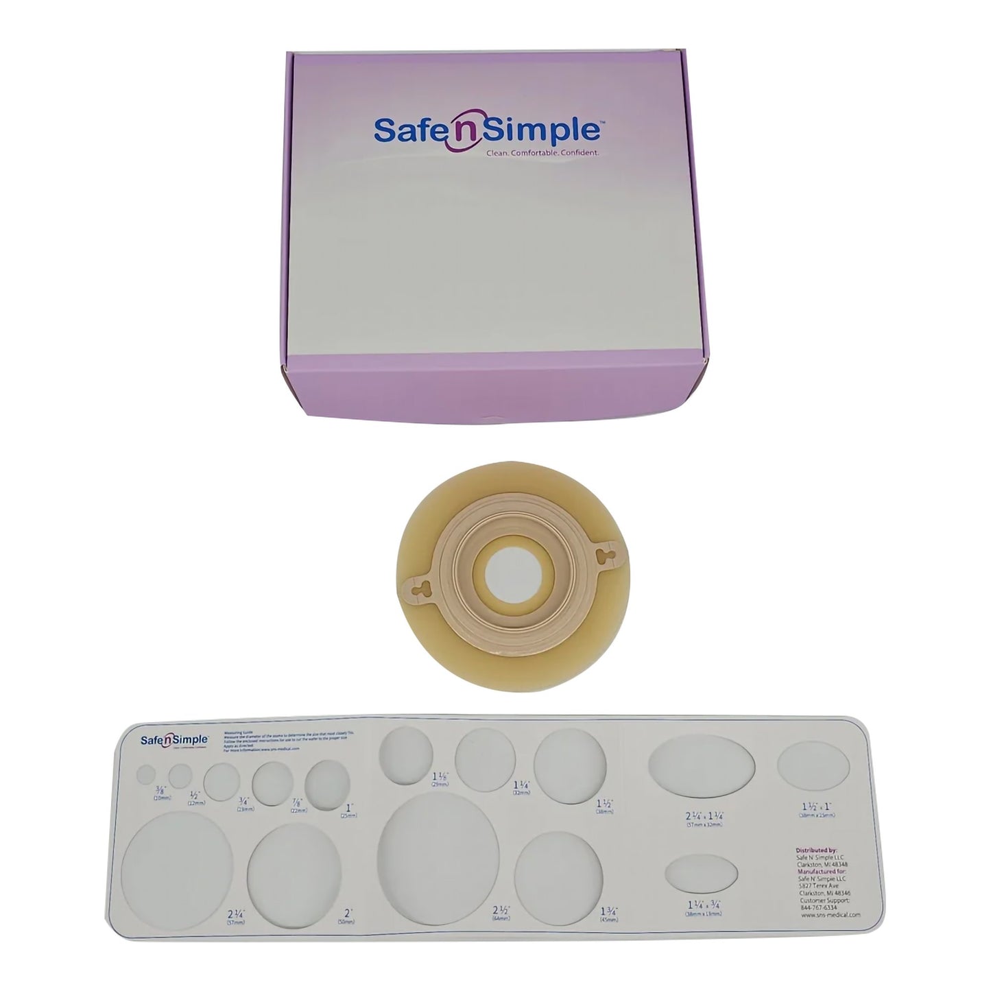 Ostomy Barrier Precut, Extended Wear Adhesive Tape Collar 57 mm Flange Red Code System 1-1/4 Inch Opening 5 X 5 Inch