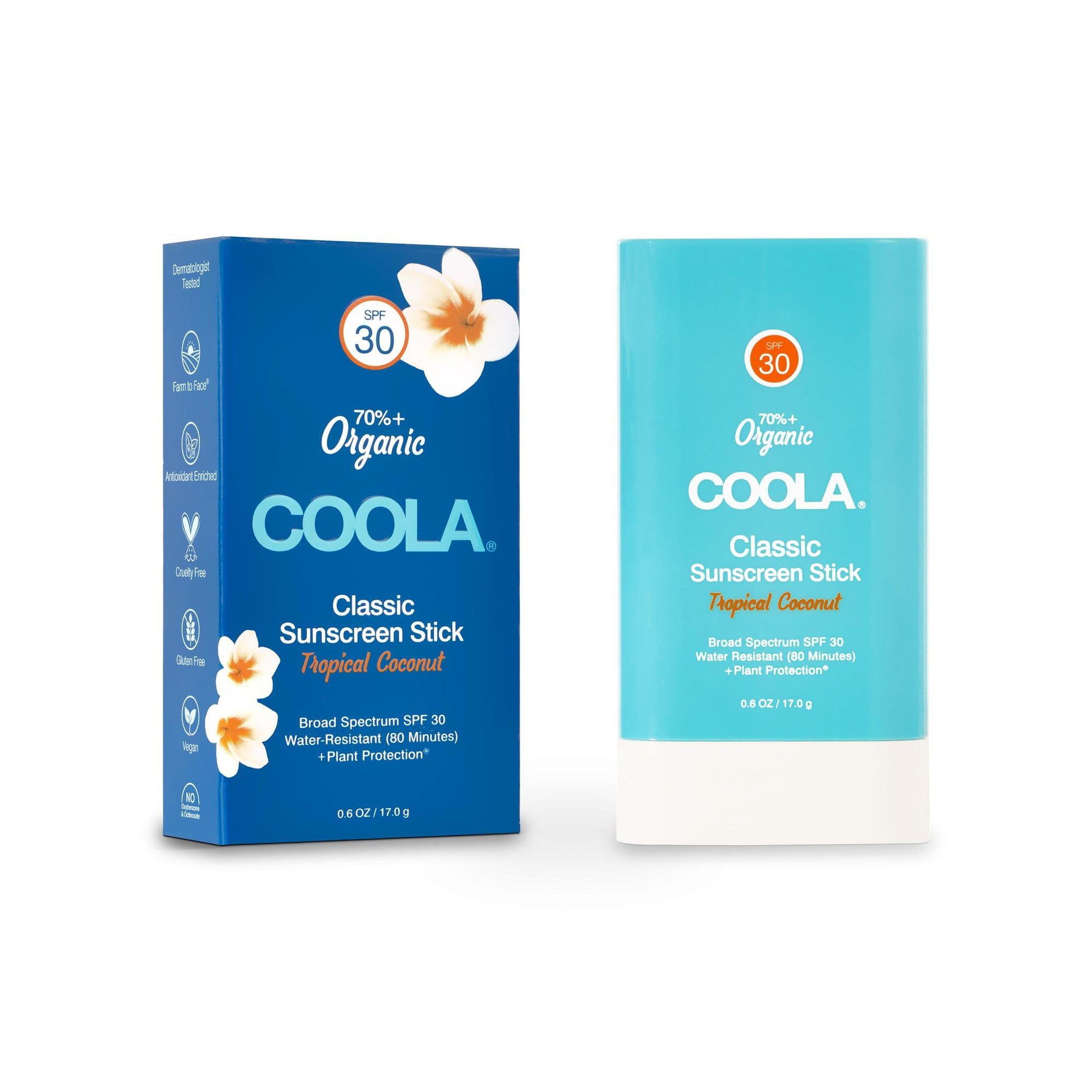 Coola Classic Sunscreen Stick Tropical Coconut Scent Water Resistant SPF 30