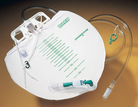 Bard Urinary Drain Bag with Anti-Reflux, 2 Hook, 4000 mL