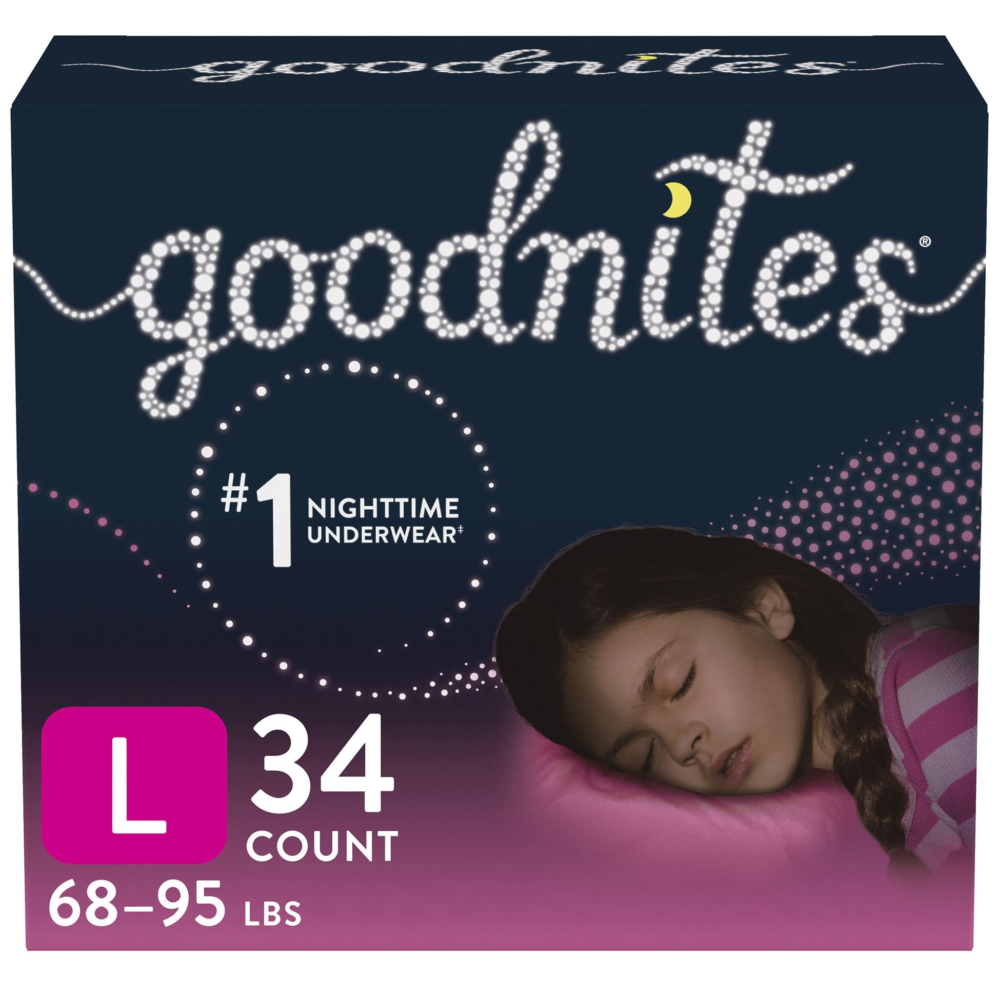 Goodnites Heavy Absorbency Nighttime Underwear, Large for Girls 68 – 95 lbs.