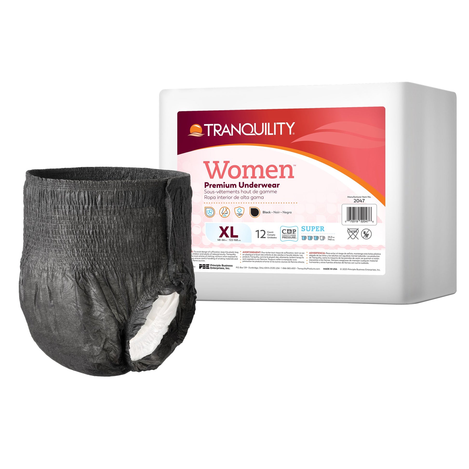 Absorbent Underwear Tranquility Pull On with Tear Away Seams Adult X-Large Female Disposable Heavy Absorbency