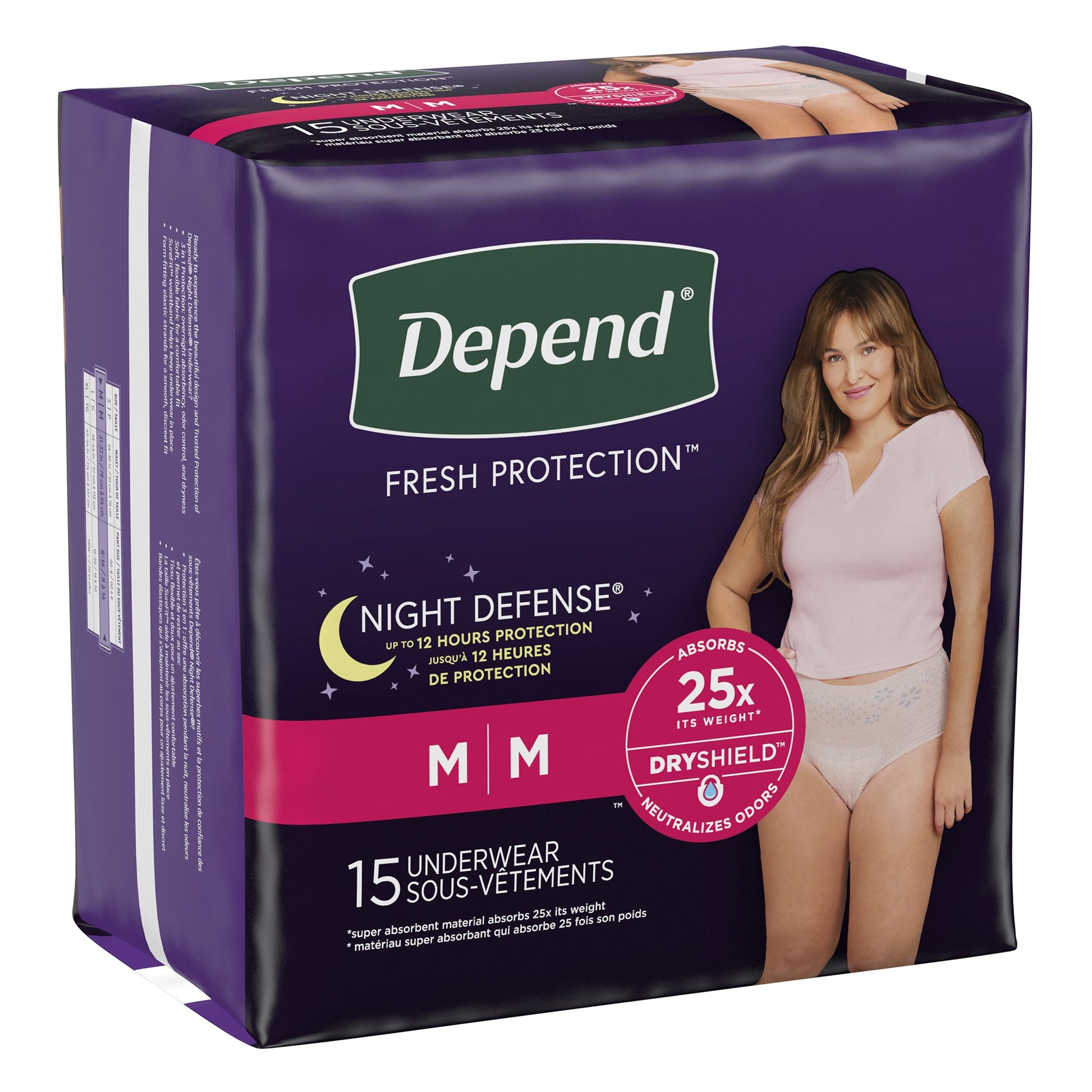 Depend Night Defense Women's Absorbent Underwear, Medium