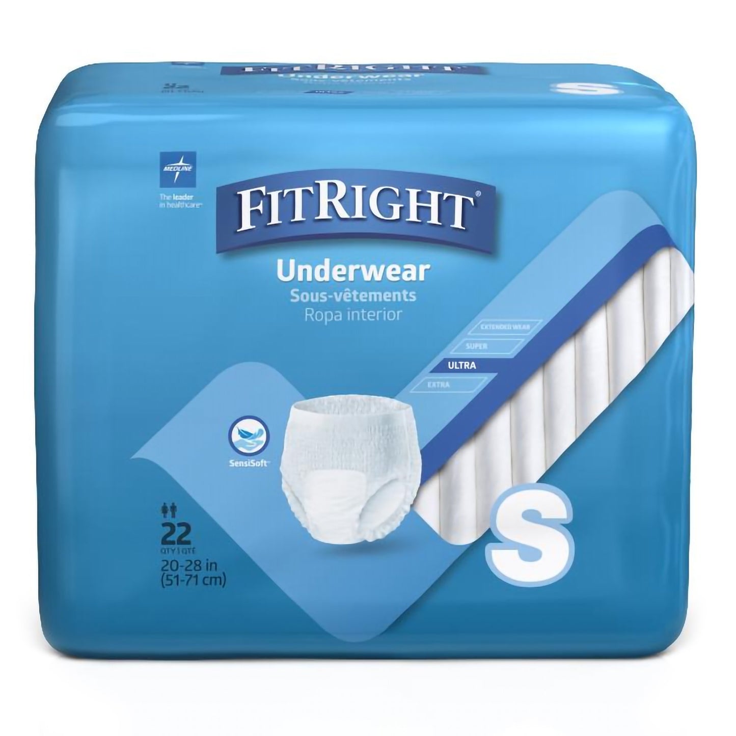Absorbent Underwear FitRight Classic Pull On with Tear Away Seams Small Unisex Disposable Moderate Absorbency