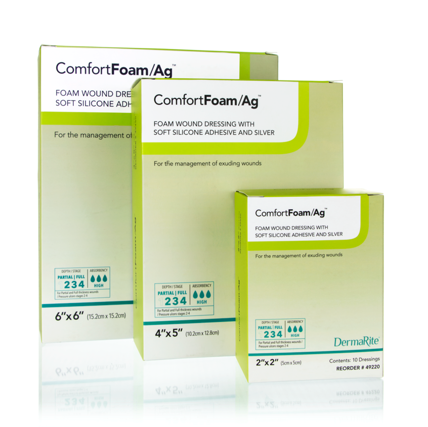 Silver Foam Dressing ComfortFoam/Ag™ 6 X 6 Inch Square Sterile