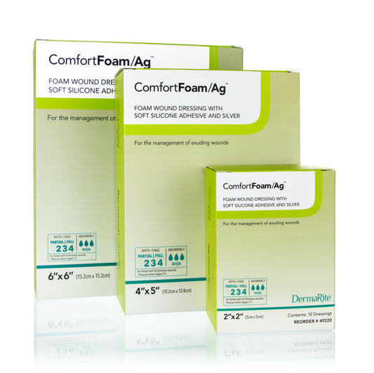Silver Foam Dressing ComfortFoam/Ag™ 6 X 6 Inch Square Sterile