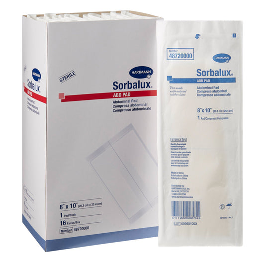 Sorbalux ABD Sterile Abdominal Pad, 8 x 10 Inch, One-Ply