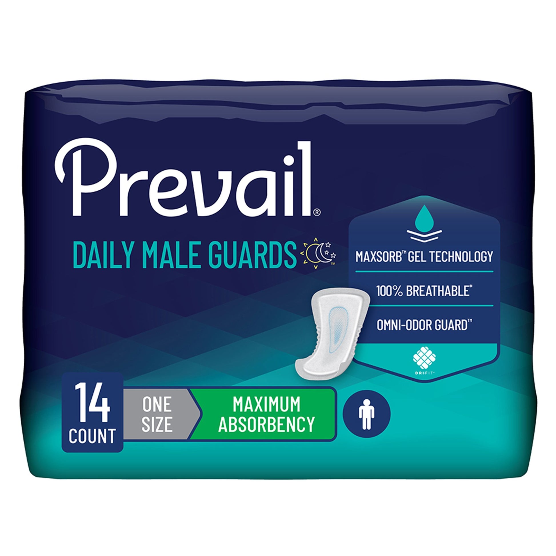 Prevail Daily Male Guards Maximum Bladder Control Pad, 12.5-Inch Length