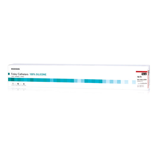 McKesson Silicone Foley Catheter, Standard Tip, 18 Fr.