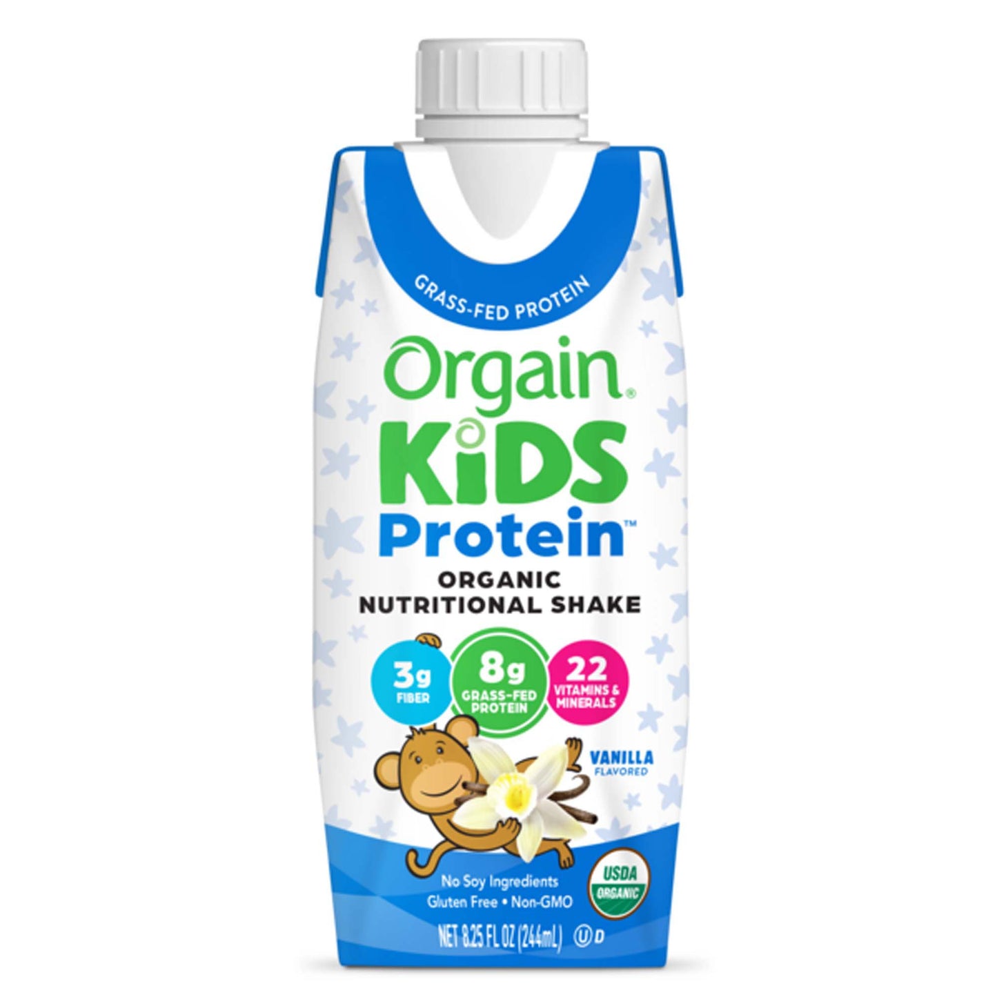Pediatric Oral Supplement Orgain Kids Protein™ Organic Nutritional Shake Vanilla Flavor 8.25 oz. Carton Liquid Protein