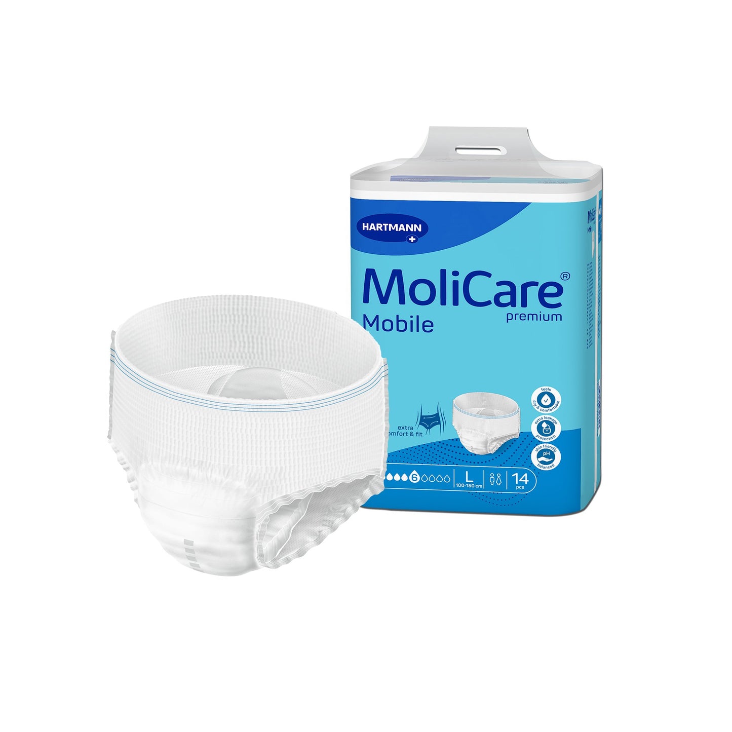 Absorbent Underwear MoliCare premium Mobile 6D Pull On with Tear Away Seams Adult Large Unisex Disposable Moderate Absorbency